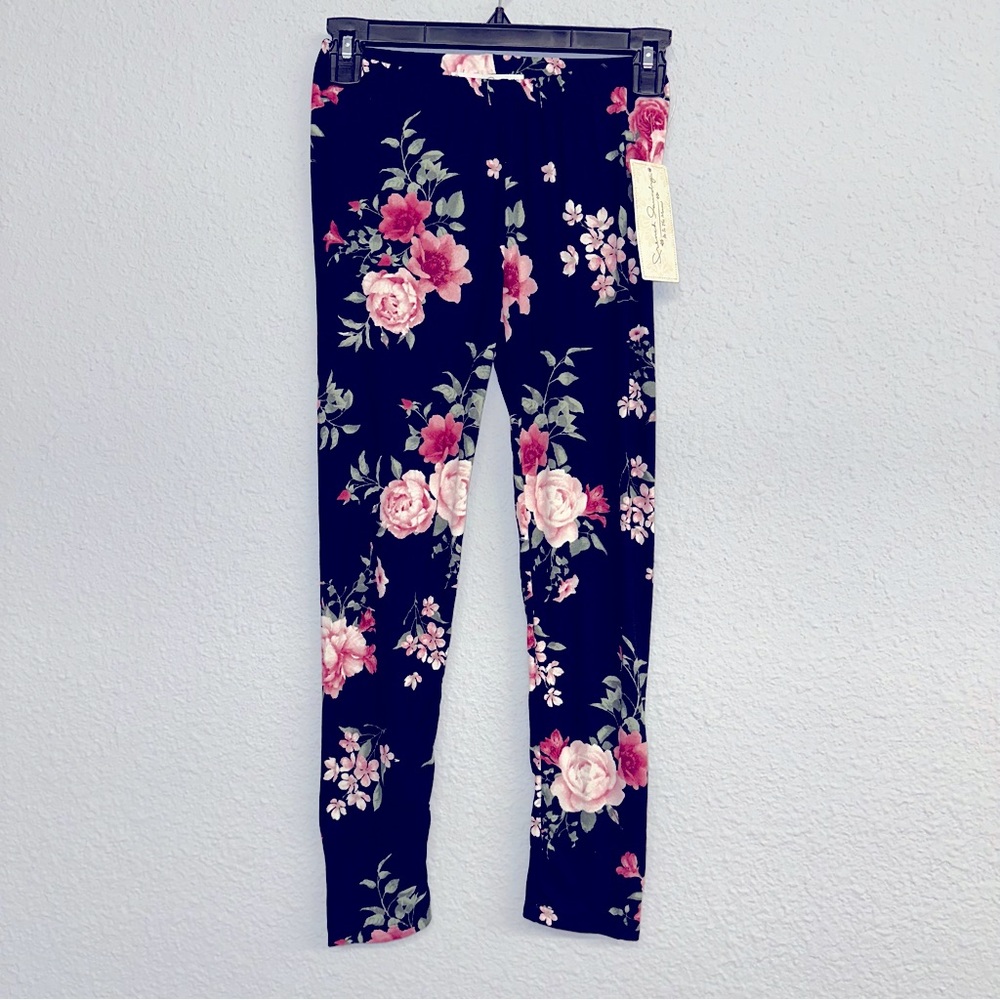 Juniors floral French laundry leggings sz S NWT